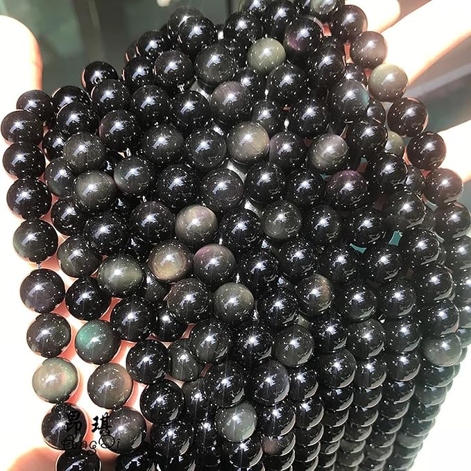 60PCS 6mm AAA Natural Black Obsidian Stone Beads Gemstone Round Loose Beads - Image 3