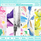 Mixed Media Paper 60 Sheets, 9 X 12 Inches 140 LB/300 GSM Heavyweight Cotton - Image 2
