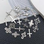 WOCRAFT 60pcs Antique Silver Cross Bracelet Charms - Image 4