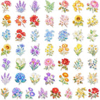 50 Pcs Clear Flowers Aesthetic Stickers - Image 2