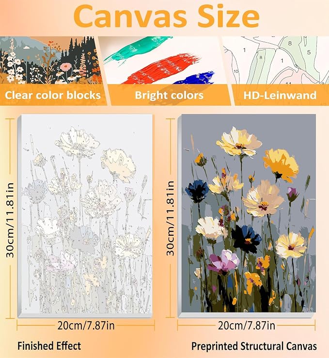 3 Pack Floral Framed Paint by Numbers Kits - Image 3