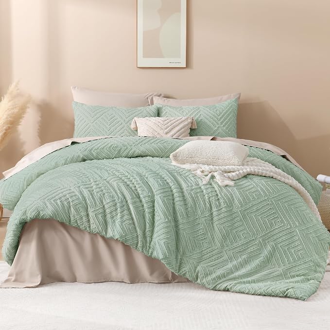 Andency Oversized King Comforter Set 120''x120'', 3 Pieces Sage Green Super - Image 2