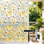 Yellow Floral Window Film, Static Cling Decorative Window Sticker, Non-Adhesive by Ohhvvow