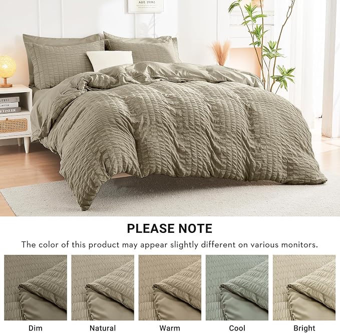 HYMOKEGE Linen Twin XL Comforter Set Seersucker 5 Pieces, All Season Luxury Bed - Image 5
