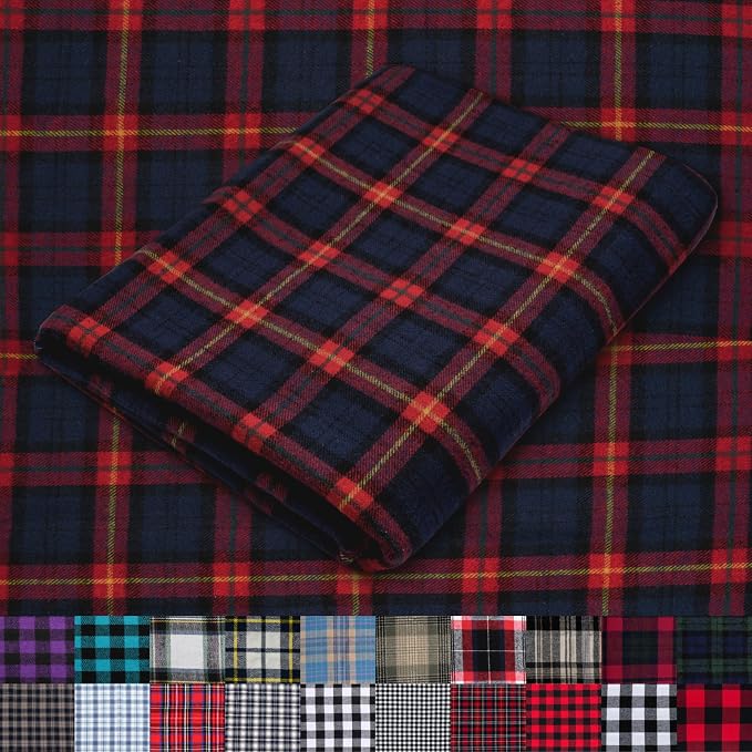 Pico Textiles 10 Yards Bolt Blue and Red Tartan Plaid Flannel Fabric by PicoTextiles