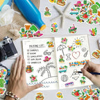 300Pcs Summer Foam Stickers, Colored Hawaii Palm Leaf Flower Foam Sticker Self - Image 2