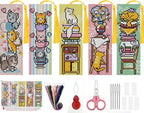 5pc Cat Bookshelf Stamping Cross Stitch Kit by Paintcolordiamondpainting
