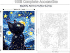 Yunnuo Paint by Numbers Kit for Adults Beginners Cat, Starry Night Black Cat - Image 2