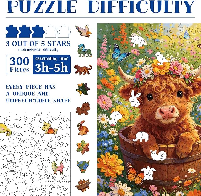 300pcs Wooden Puzzles for Adults Unique Animal Shaped Pieces | Colorful Funny - Image 3