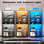 Display Cabinet with Glass Shelves, 4-Tier Display Shelf with LED Lights - Image 3