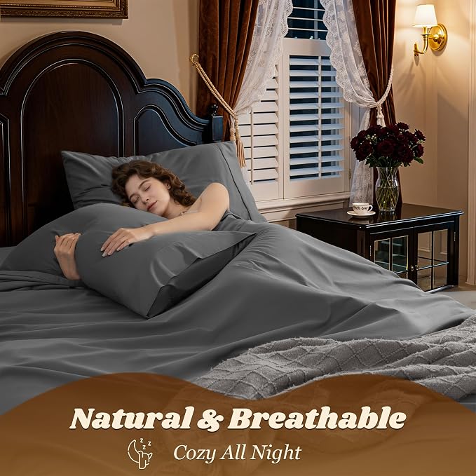 LBRO2M 1000 Thread Count 100% Cotton Sheets Set, Queen Size Bed Sheet 4 Piece - Image 5