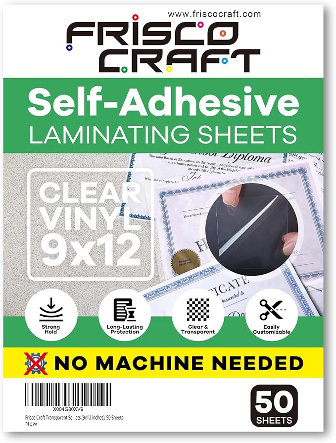 Frisco Craft Self Laminating Sheets, No Machine Needed, Self Sealing Laminate by FriscoCraft