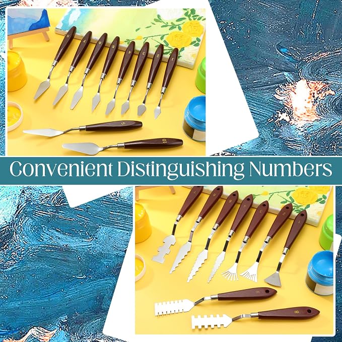 Lasnten 37 Pcs Palette Knife Set Pallet Knife Set Stainless Steel Paint Spatula - Image 6