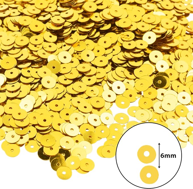 Mandala Crafts 6mm Flat Round Gold Sequins - Image 3