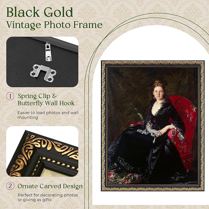 TWING 11x14 Picture Frame, Ornate Vintage 11x14 Frame, 1 Pack | Vintage Picture - Image 4