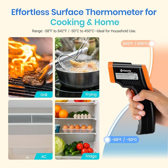 Etekcity Infrared Thermometer Laser Temperature Gun 774, Pizza Oven, Adjustable - Image 2