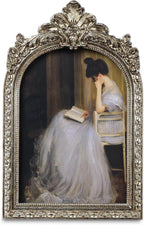 Cuspin Vintage Silver Picture Frame 5x7, Ornate Resin Arched Photo Frame - Image 9