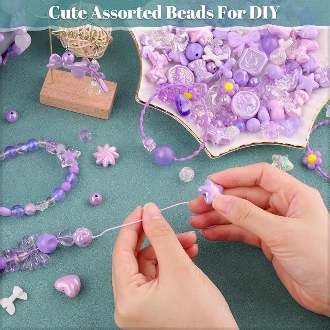200-260PCS TINKRSTUFF Assorted Purple Acrylic Beads - Image 3