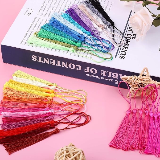 Tassels, Cridoz 120Pcs Bookmark Tassels Silky Handmade Soft Craft Mini Tassels - Image 3