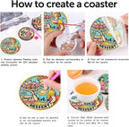 8Pcs Retro Housewife Diamond Art Coasters Kit, Vintage Coffee Diamond Painting - Image 7
