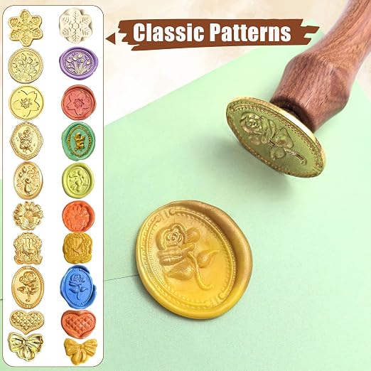 Wax Seal Stamp Kit 10PCS Wax Stamp Heads and 1PCS Wooden Handle Vintage Classic - Image 5