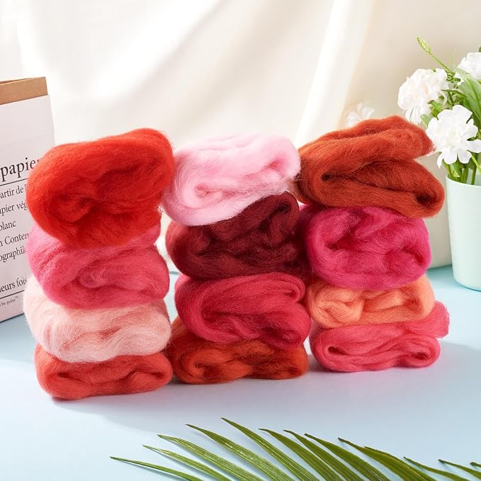 Boutigem 12 Colors 2.11oz Red Wool Roving, Felting Wool - Image 5