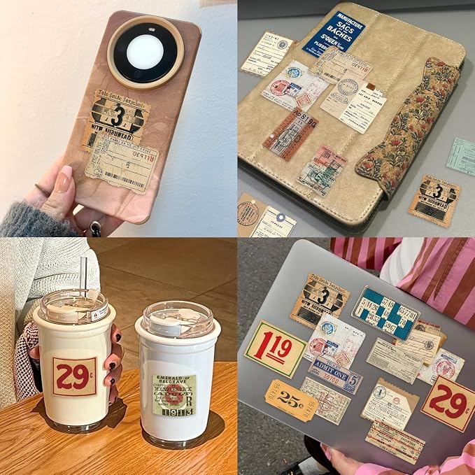 PRSTINCOL 100Pcs Vintage Sticker Pack - Image 4