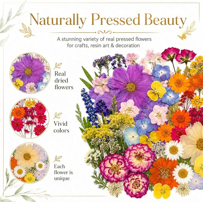 173 pcs Dried Flowers for Resin, Natural Flowers and Leaves Kit - Image 9