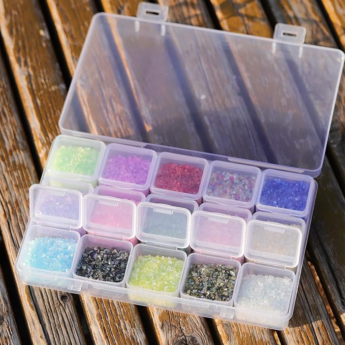 15 Colors Transparent Crushed Glass Chips 225g/7.9oz, 2-4mm Shiny Irregular - Image 9