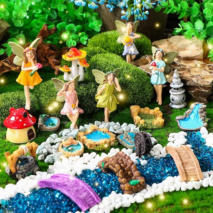 Unittype 19 Pcs Fairy Garden Accessories Outdoor Miniature Flower Fairy by Unittype