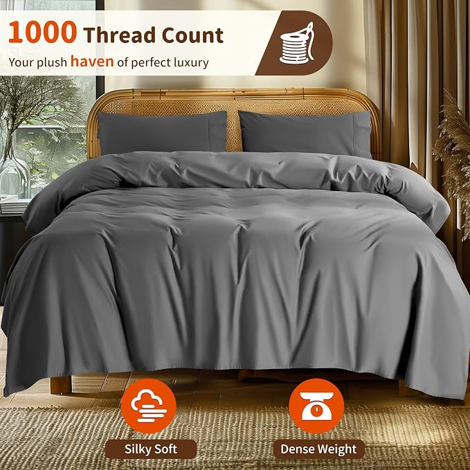 LBRO2M 1000 Thread Count 100% Egyptian Cotton Sheets Set Twin XL, 3 Piece Sets - Image 2
