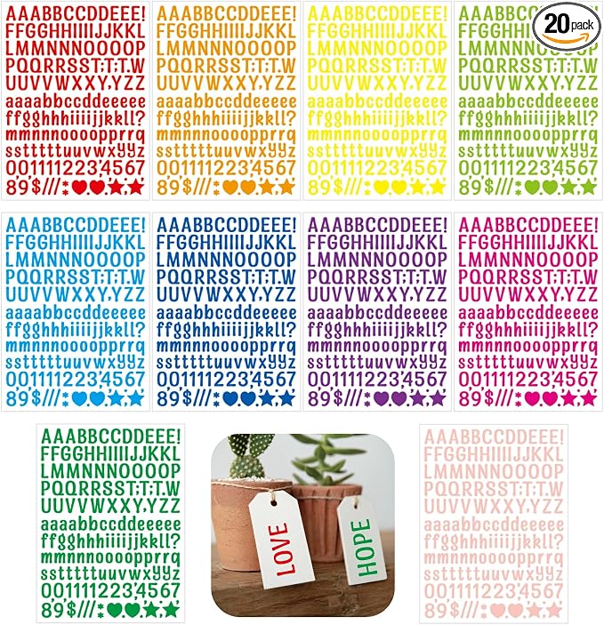3040Pcs 20 Sheets Small Letter Number Stickers, 0.5inch Self-Adhesive Vinyl by Unknown