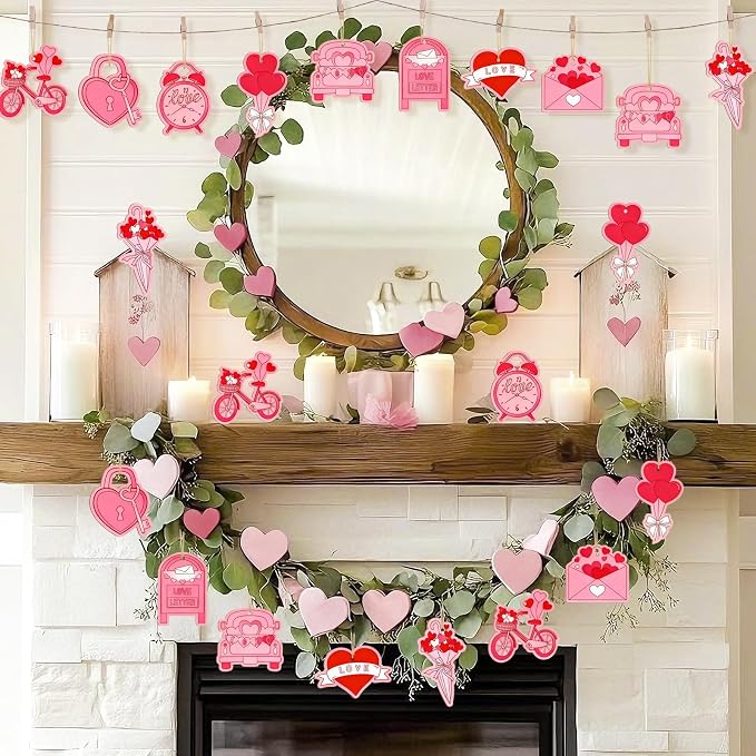 80PCS Wooden Heart Ornaments to Paint Valentine's Day Craft, 10 Styles DIY - Image 5