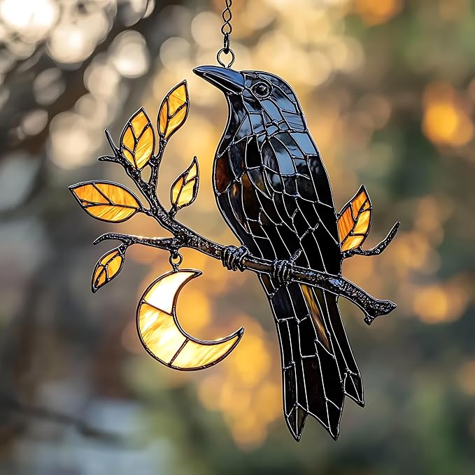 Raven Moon Acrylic Suncatcher by Unknown