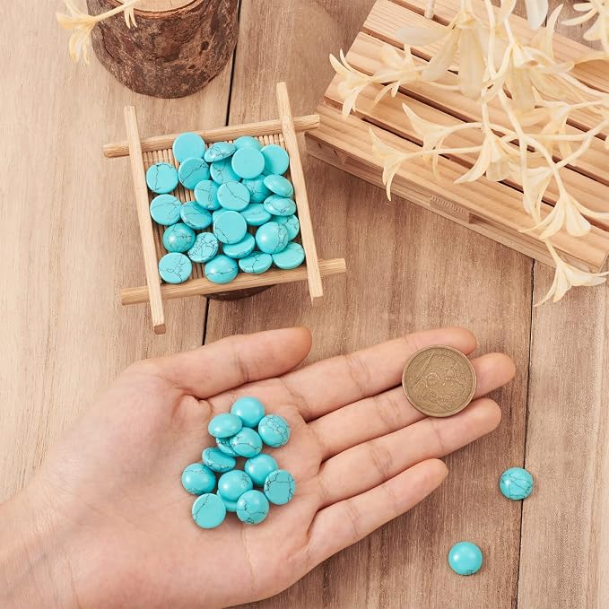 FASHEWELRY 50Pcs Synthetic Turquoise Cabochons Flat Back Gemstone Cabochons - Image 4