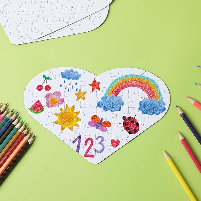 Mr. Pen- Blank Puzzle Bulk, 12 Pack, 40 Pieces/Pack, 9.3" x 6.2" | Heart Shaped - Image 6