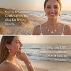 16Pcs Gold Metal Shell Charms, 16 Styles Summer Beach Seashell Pendants - Image 4