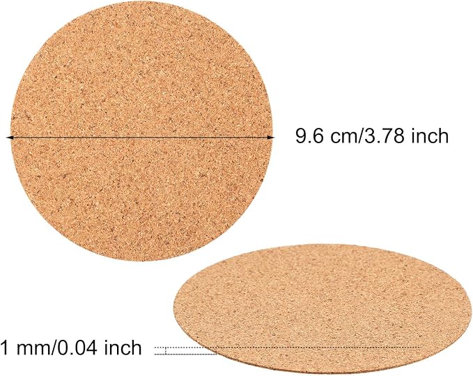60 Pieces Self Adhesive Cork Coasters Squares/Round 4 x 4 Cork Mats Backing - Image 2