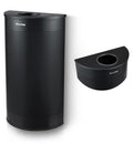 Alpine Half Round Trash Can Open Top - Modern Black Metal 12 Gallon, Space Saving Indoor Commercial Trash Can, Narrow Garbage Can for Bathroom, Office, Lobby and Business.