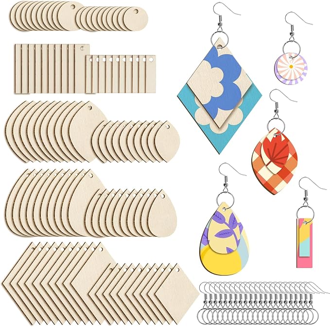 HAPY SHOP 300 Pieces Unfinished Wooden Earrings by HAPY+SHOP