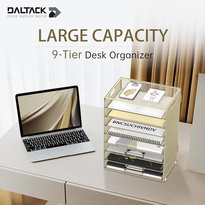 DALTACK 9-Tier Paper Organizer for Desk, Mesh Letter Tray Desk Organizer - Image 2