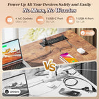 PRAISUN 53" L Shaped Desk with Power Outlets & USB-C Port, Reversible Computer - Image 4