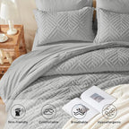 Zzlpp Twin Comforter Set 5 Pieces, Light Grey Tufted Bed in a Bag - Image 3