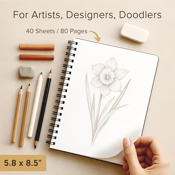 Artist’s Sketchbook Hardcover – 200GSM Very Thick Paper – Spiral Sketch Book - Image 4
