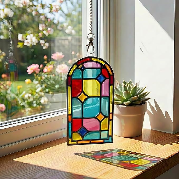 3-Pack DIY Suncatcher Blanks for Adults, Arch Acrylic Stained Glass Window Art - Image 6
