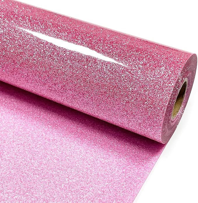 Pink Glitter Heat Transfer Vinyl 12" x 15 ft HTV by MerryMade