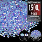 1500pcs 6mm Resin Rhinestones Bulk, Sky Blue AB Flatback Round Jelly - Image 2