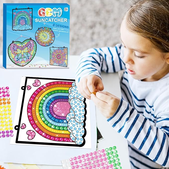 BANBBUR 4 Pcs Window Art Kits for Kids, Gem Arts for Kids Ages 8-12 4-8 - Image 2