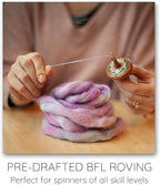 Wool Roving Hand Dyed. Super Soft BFL Combed Top Pre-Drafted - Image 4