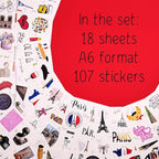 BulbaCraft 100Pcs Paris Sticker, French Stickers, Eiffel Tower Laptop Decals - Image 2